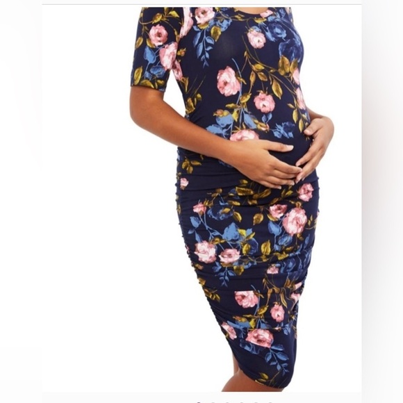 Motherhood Dresses & Skirts - Motherhood Maternity Navy Floral Midi Dress size XS
